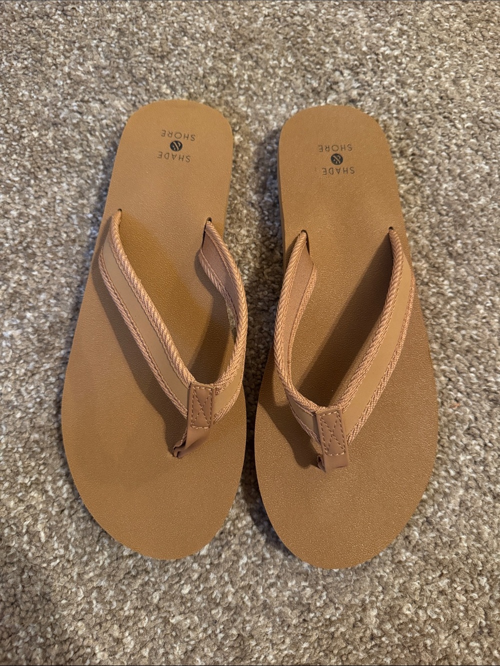 Shade & Shore Brown-Tan Braided Strap Flip Flops